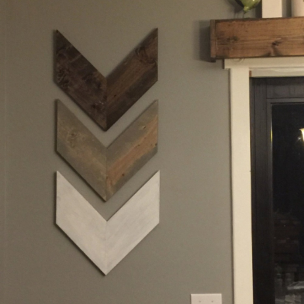 Set of 3 Wall Arrows Brown Gray White